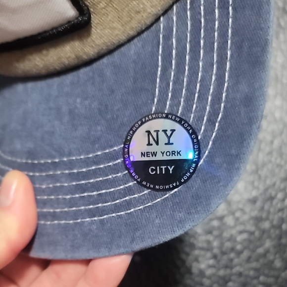 Rooster Embroidered Tan and Blue Trucker's Hat Cap - Picture 5 of 8